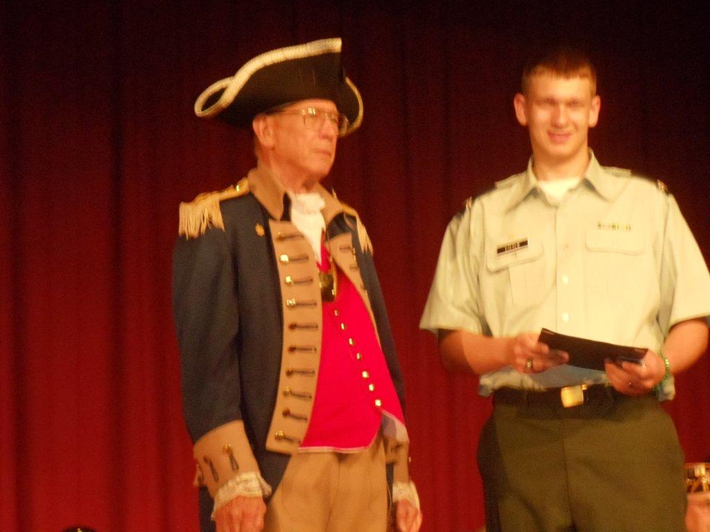 The Harry S. Truman Chapter Color Guard is shown here presenting a Junior Reserve Officer Training Corps Award to Army JROTC Cadet Kyle Little, at Van Horn High School, on Tuesday, April 30, 2013. MOSSAR Color Guard Commander Robert Grover, presented Army JROTC Cadet Kyle Little with the J.R.O.T.C. Award.