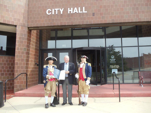 Pictured here is Mayor Don B. Reimal, City of Independence, Missouri and the Harry S. Truman Chapter Color Guard, during the presentation ceremony of the U.S. Constitution Day and Citizenship Day Proclamation in the City of Independence, Missouri, on Tuesday, September 11, 2012.