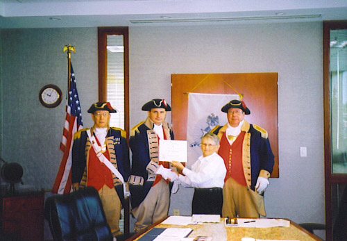 Pictured here is Harry S. Truman Chapter President William Hartman and members of the Harry S. Truman Chapter Color Guard on May 12, 2007. Compatriot Dirk A. Stapleton received his third supplemental certificate on his ancestor Private John Christophel Keller. Private John Christophel Keller is listed in the book 
