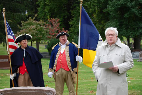 The Harry S. Truman Chapter and Color Guard participated in a SAR Member Grave Marker Dedication for Compatriot Herbert F. Simon at Forest Hill Cemetery, on Saturday, October 10, 2009.  Compatriot Simon was an active member and past Genealogist, Vice-President, and President of the Harry S. Truman Chapter of the Missouri Society, Sons of the American Revolution, and MOSSAR Genealogist from 1996-2000.  Compatriot Larry Loker offered a tribute to Compatriot Simon