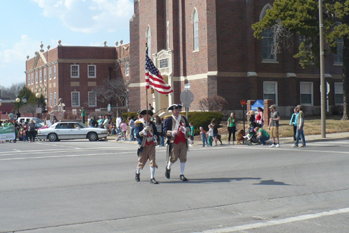 Pictured here is Harry S. Truman Chapter Member Robert L. Grover and Compatriot Roy Hutchinson marching in the 10th Annual Independence St. Patricks Day Parade on Saturday, March 15, 2014.
