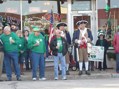 Pictured here is Harry S. Truman Chapter Member Robert L. Grover and Compatriot Roy Hutchinson marching in the World's Shortest Saint Patrick's Day Parade on Monday, March 17, 2014.