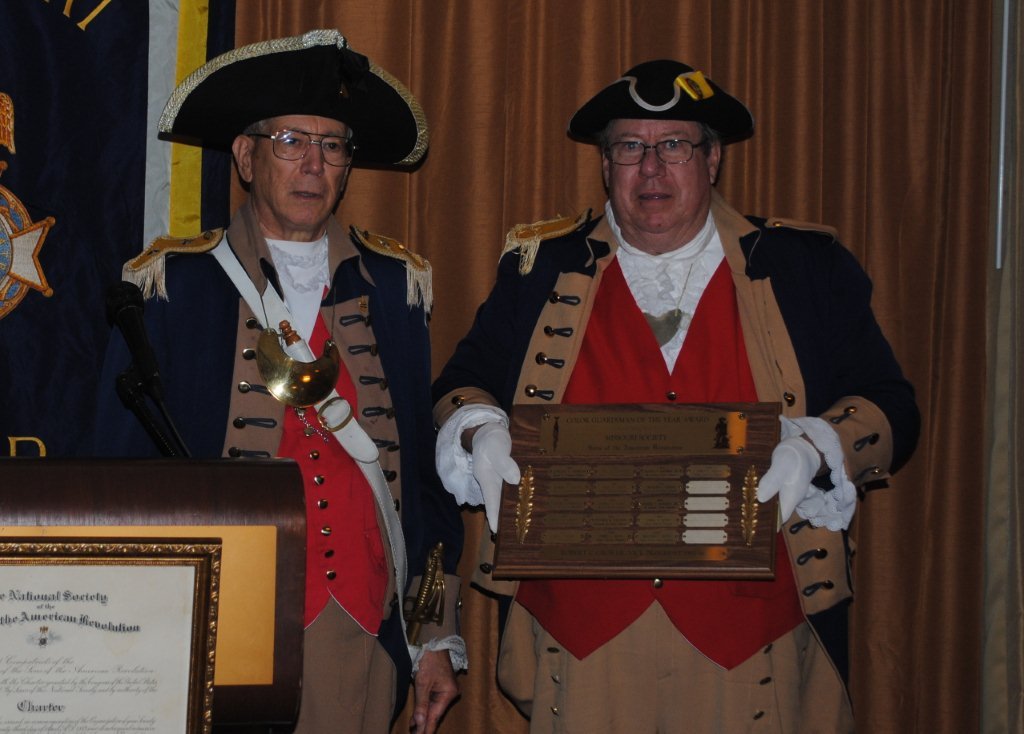 Pictured here is Major General Robert L. Grover, MOSSAR Color Guard Commander, presenting the MOSSAR Color Guardsman Award of the Year for 2010 to James L. Scott. The presentation was conducted at the 121st Annual Missouri State Convention in St. Louis, Missouri on April 30, 2011.