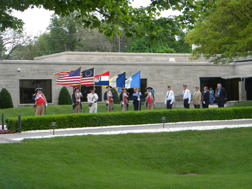 The MOSSAR Color Guard conducted the 41st Annual Observance of President Harry S. Truman's birthday at the Harry S. Truman Library in Independence, MO on Thursday, May 8th, 2014 at 9:30 AM.  In observance of this occasion, the Truman Library and Museum, and several area Truman-related organizations celebrated the 130th birthday (May 8, 1884) of the area's most famous citizen, Harry S. Truman.