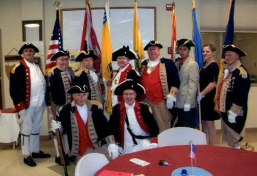 The MOSSAR Color Guard participated in the Pvt. Martin Warren Society - C.A.R. Society Organizing Meeting, on Suday, August 14, 2011, at the Workshop Cafe in Warrensburg, Missouri.