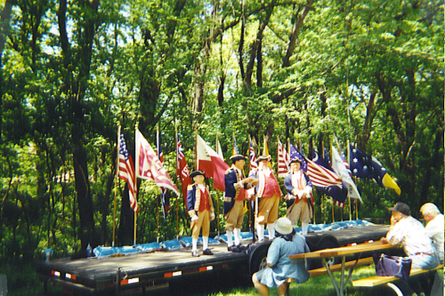 MOSSAR Color Guard team at Pomme de Terre Dam in Hermitage, MO on May 4 -5, 2002