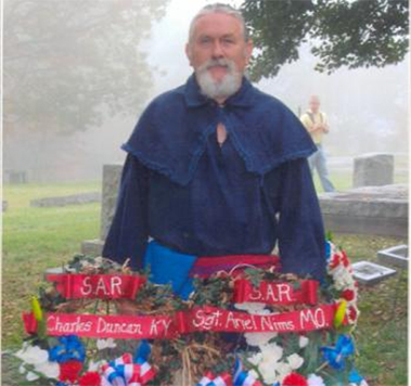 Pictured here is MOSSAR Color Guard member Francis R. Roberson Jr., of Sarcoxie, MO. Compatriot Robertson attended the 225th Anniversary of the Victory at Yorktown, Virginia on October 19th, 2006.  Compatriot Robertson is a member of Ariel Nims Chapter of Joplin, MO

