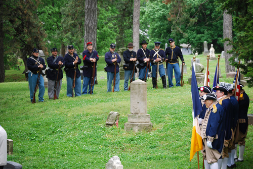 This picture is a solemn reminder of the veterans from all the nation's wars who are buried in Union Cemetery, from the American Revolution through the Vietnam conflict.  The MOSSAR & KSSSAR Color Guard and Sons of the Union Army of the Civil War participated in the Memorial Day event located at Union Cemetery in Kansas City, MO.