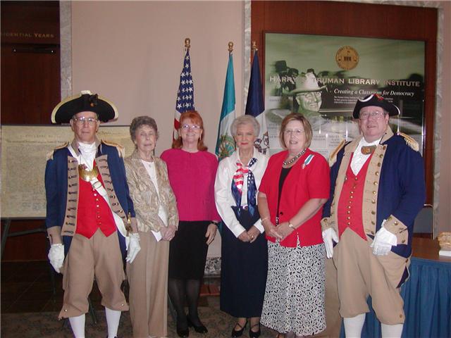 The MOSSAR Color Guard is shown here participating in a Constitution Day Proclamation located at the Harry S. Truman Library in Independence, MO on September 17, 2008.  In addition, there were several members of the Independence Pioneers DAR Chapter from Independence, MO