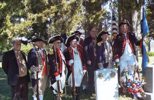 Pictured here is the MOSSAR Color Guard team, along with MOSSAR State President Clifford Olsen, participating with the Thomas Hart Benton DAR Chapter, at the Patriot Benjamin Proctor Memorial, located at Union/William Cemetery, Cole Camp in Benton County, Missouri on Sunday, October 3, 2010.