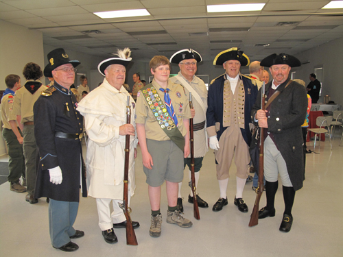 The MOSSAR Color Guard is shown here attending Eagle Scout Court of Honor for Nicholas Jack Conover, son of Compatriot Les Conover – a member of the Spirit of St. Louis Chapter on February 27, 2011 at the Jefferson Barracks Park Visitor’s Center in St. Louis, MO.