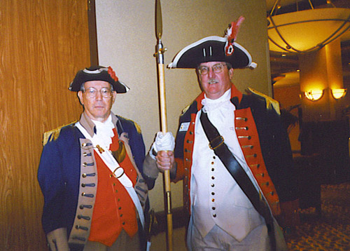 Robert L. Grover, MO, outgoing SCD CG Commander; John W. Knox incoming SCD CG Commander TX after SCD Color Guard Change of Command at MOKAT Meeting, Rogers, AR on August 26-27, 2005 